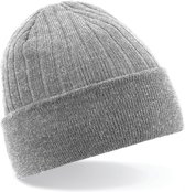 Beechfield Beanie Thinsulate Wintermuts - 100% acryl wol - Lichtgrijs - dames en heren - basic mutsen - Dubbel dikke stof