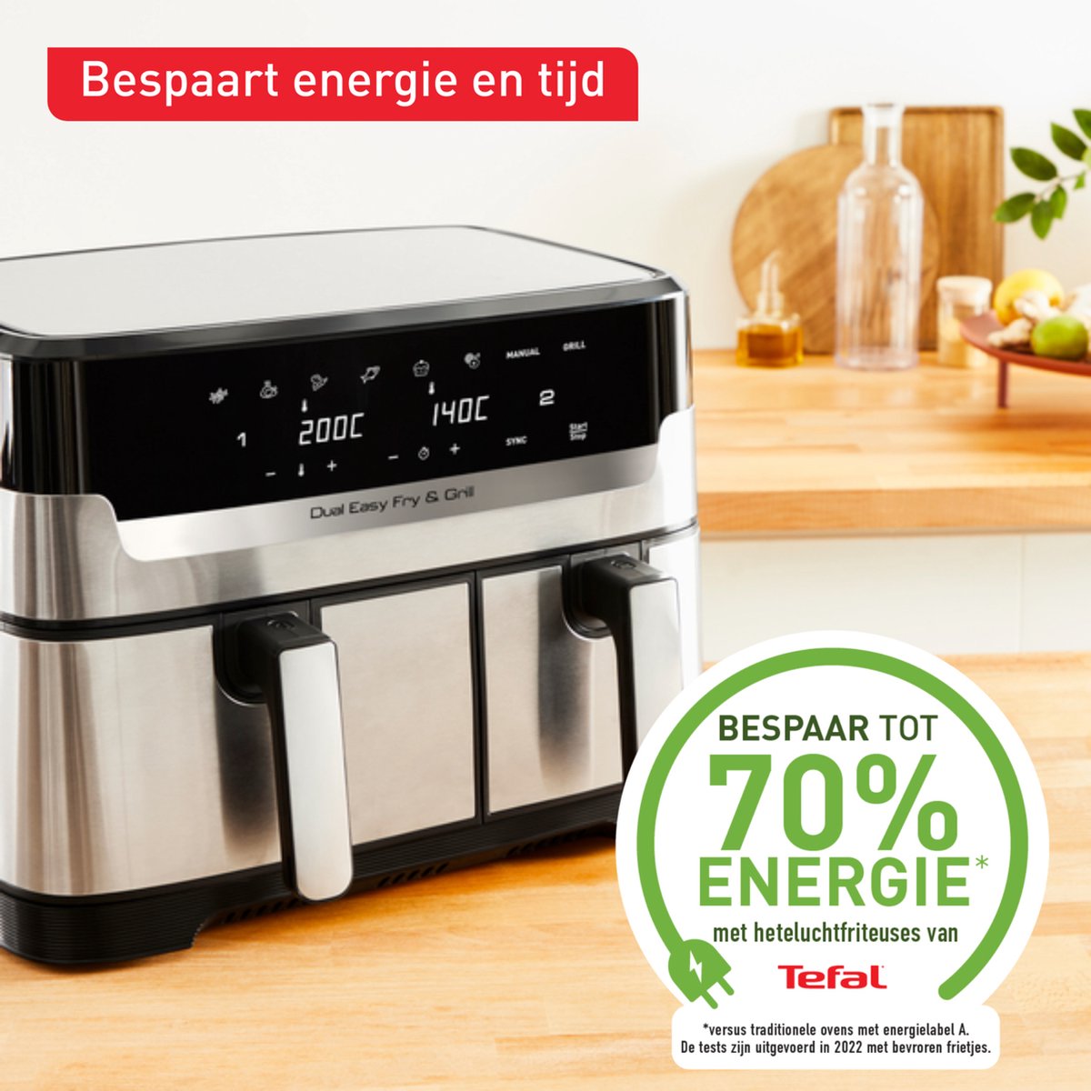 Afbeelding 2 van Tefal Dual Easy Fry & Grill EY905D - Heteluchtfriteuse XXL - RVS - 2700W - 8,3L