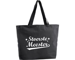 Stoerste Meester shopper tas - zwart - 47 x 34 x 12,5 cm - boodschappentas / strandtas
