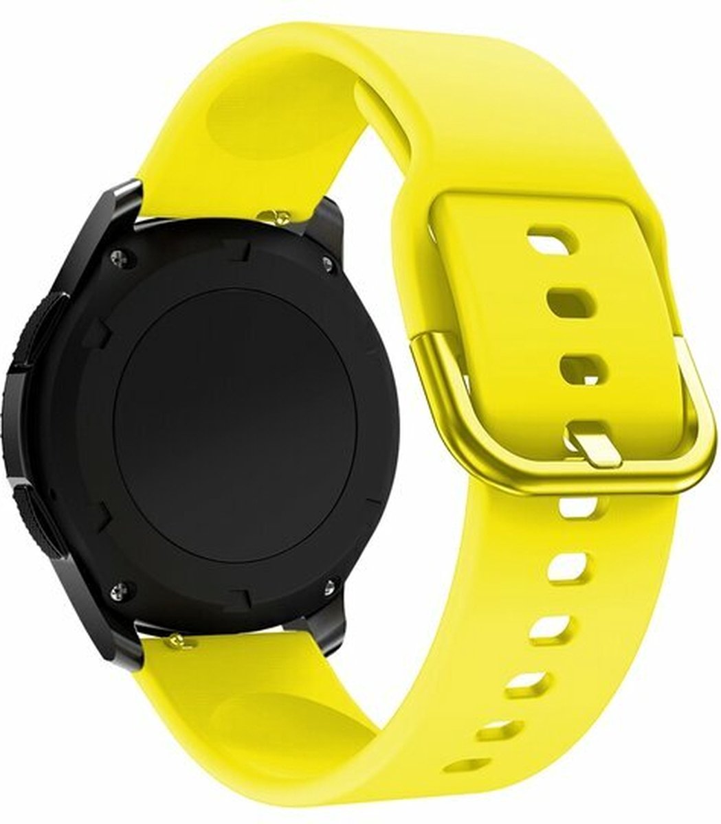 By Qubix - Siliconen sportband 20mm - Geel - Geschikt voor Samsung Galaxy Watch 7 (40 & 44mm) - Galaxy Watch FE - Galaxy Watch 6 - Galaxy Watch 6 Pro - Galaxy Watch 5 - 5 Pro - Galaxy Watch 4 - 4 Classic - Active 2 - Watch 3 (41mm)