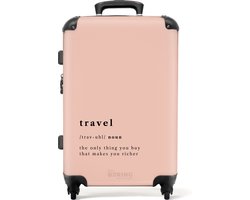 NoBoringSuitcases.com NoBoringSuitcases.com® - Koffer groot - Rolkoffer lichtgewicht - Roze met 'travel' definitie - Reiskoffer met 4 wielen - Grote trolley XL - 20 kg bagage