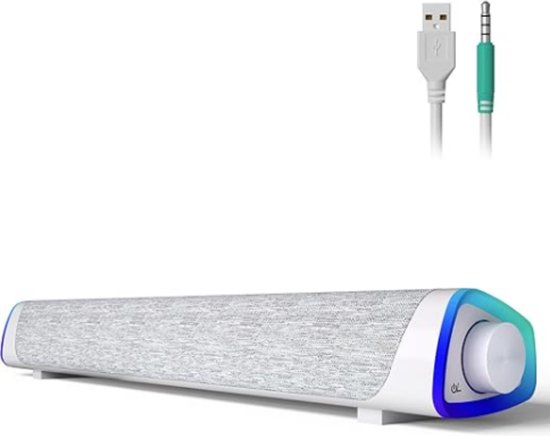 Foto: Tv soundbar surround sound usb aangedreven draagbaar led verlichting wit