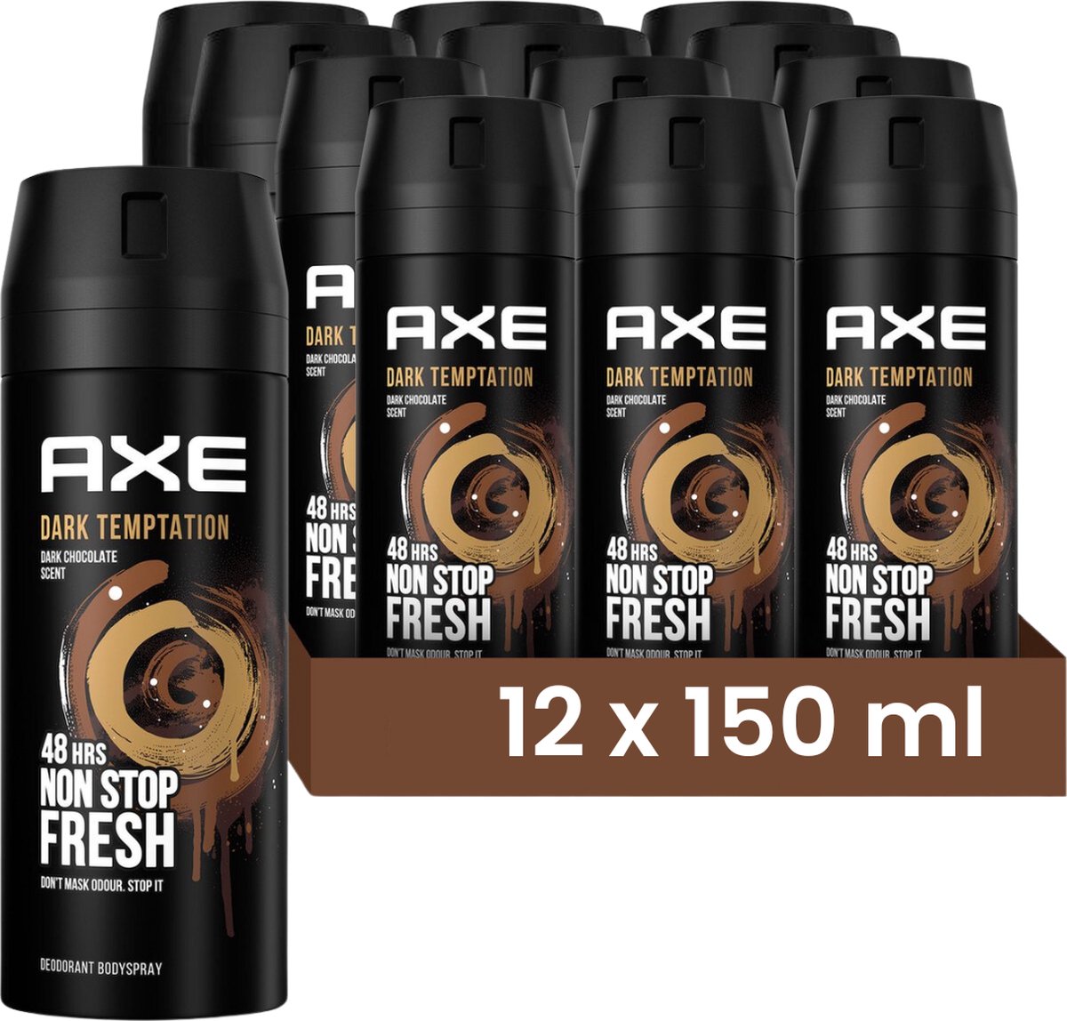 Goedkoopste Axe Bodyspray Dark Temptation 150ML - 12 Stuks - Voordeelverpakking