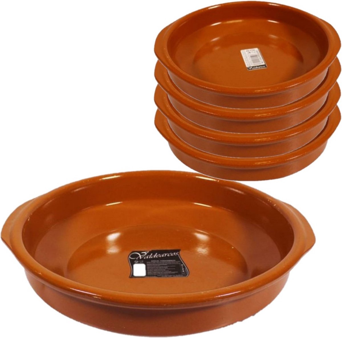 Set van 5x stuks tapas borden/ovenschalen Alicante met handvatten 38 en 20 cm - Serveerschalen - Tapasschalen