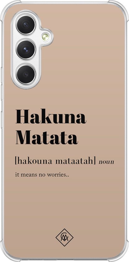 Coque Casimoda® - Convient pour Samsung Galaxy A15 - Hakuna Matata - Coque antichoc - Extra résistante - TPU/polycarbonate - Marron/beige, Transparent