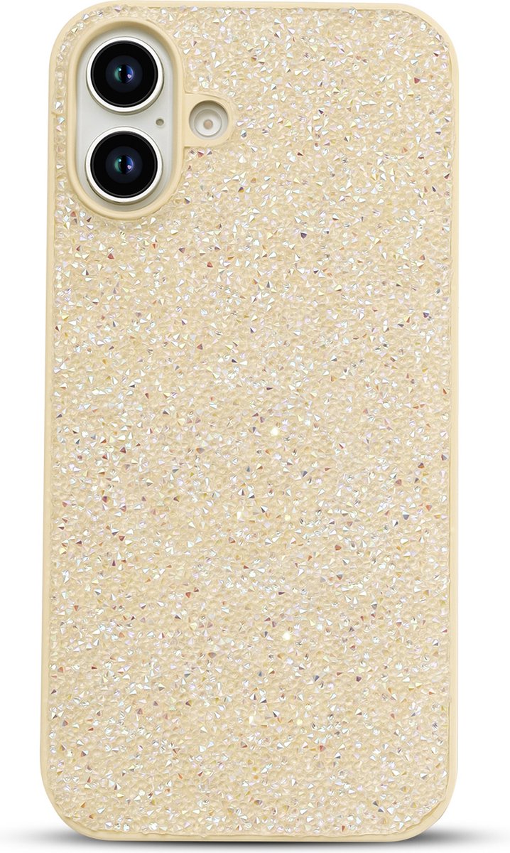 Casemania Hoesje Geschikt voor Apple iPhone 16 Plus - Goud - Diamant Glitter Back Cover