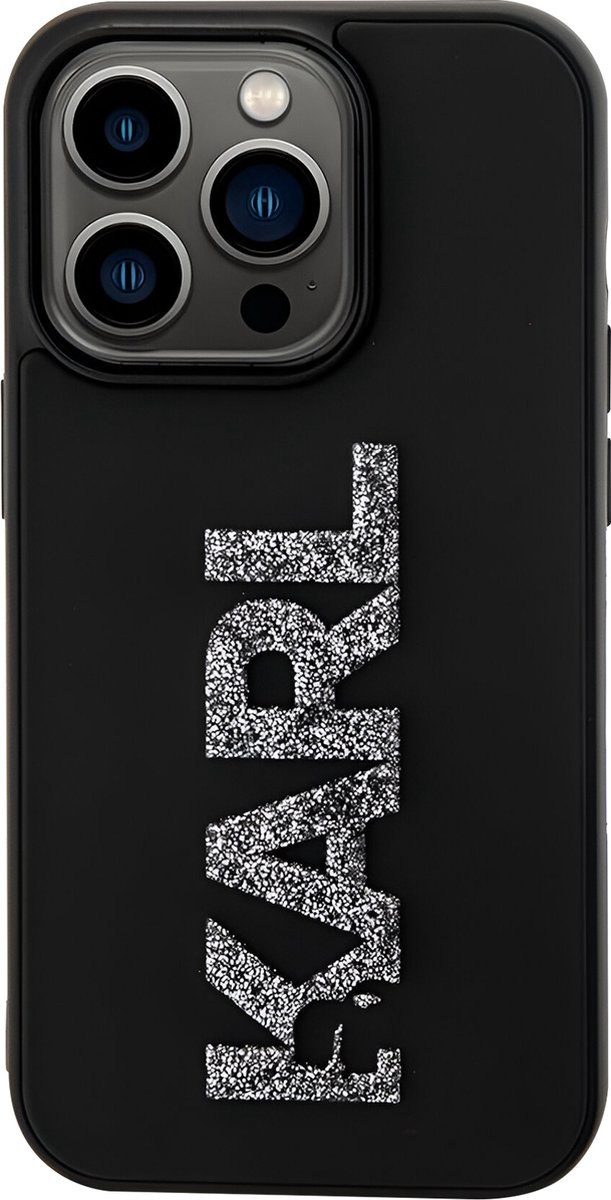 iPhone 15 Pro Backcase hoesje - Karl Lagerfeld - Effen Zwart - TPU (Zacht)