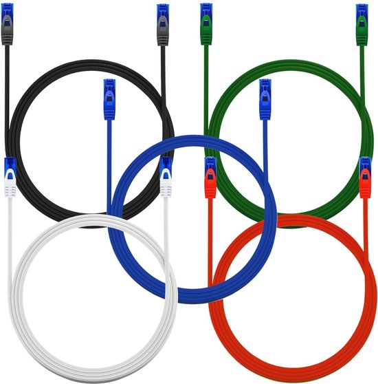 5x 1m CAT6 Netwerkkabel Set - U-UTP RJ45 LAN Kabel voor Ethernet, Switch, Router en Modem - Kleurrijk van HB-Digital — afbeelding 2