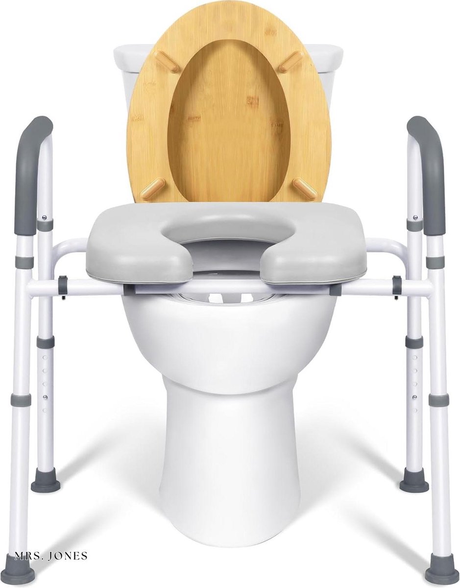 Mrs. Jones Verstelbare Toiletverhoging met Handgrepen - Belasting 156 kg - Ouderen Gehandicapten Zwangere Vrouwen Toiletverhoger