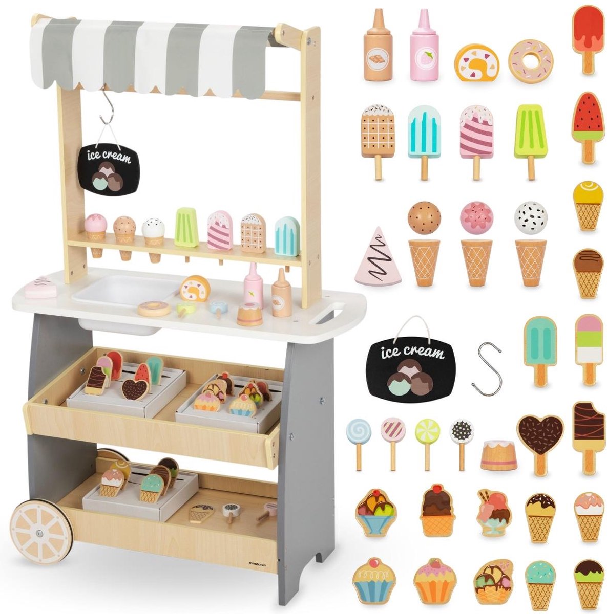 Mamabrum Houten IJswagen met Accessoires