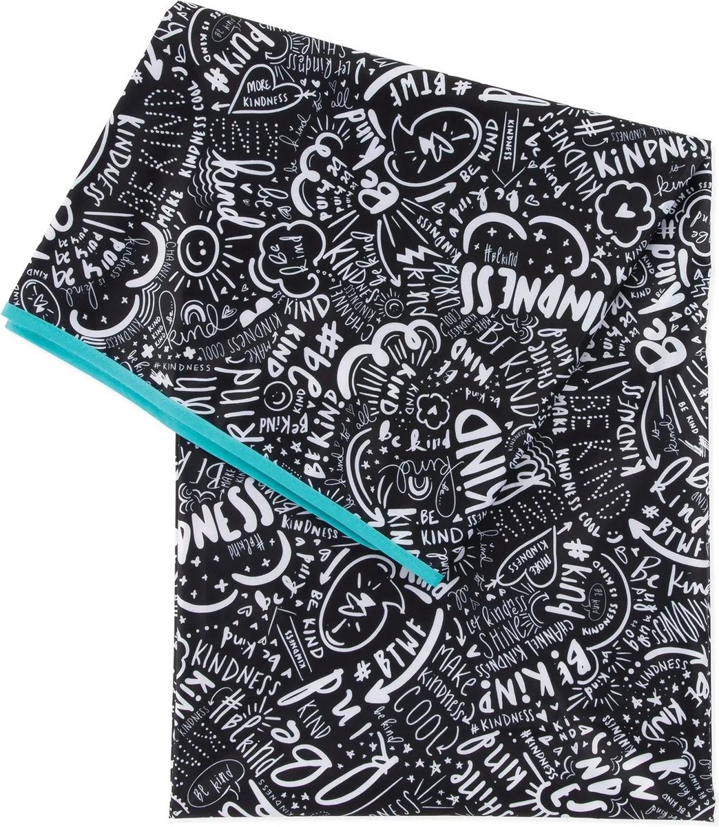 Bumkins Splat Mat Knoeimat - Vloer- en Tafelmat voor Onder de Kinderstoel, bij het Knutselen of als Picknickkleed - Be Kind - 107 x 107 cm - Wasbaar en Waterdicht - 100% Polyester met TPU-Coating - BPA-, PVC- en Ftalaatvrij