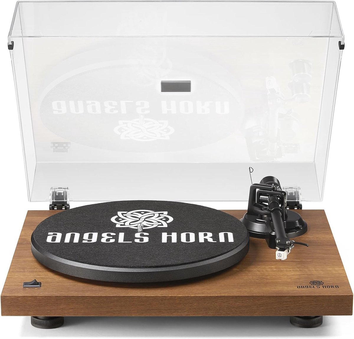Draaitafel met Bluetooth, Voorversterker en Houten Design - Platenspeler met AT-3600L Pick-up, 2 Snelheden, RIemaandrijving