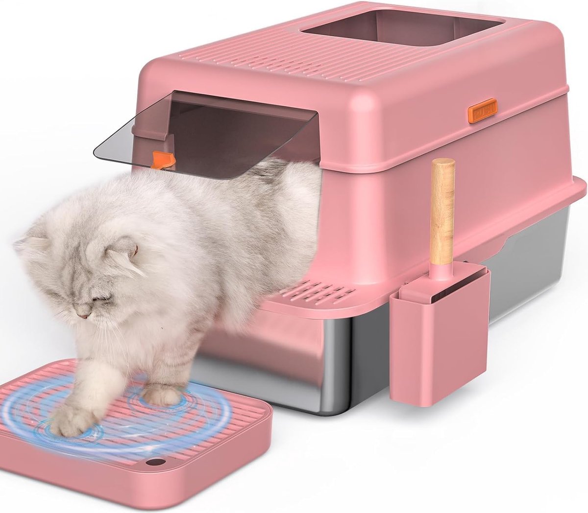 Goodivery ® Roestvrijstalen Kattenbak Met Verwijderbare Deksel En Dubbele Filter Pedal Voor Hygiënische Omgeving