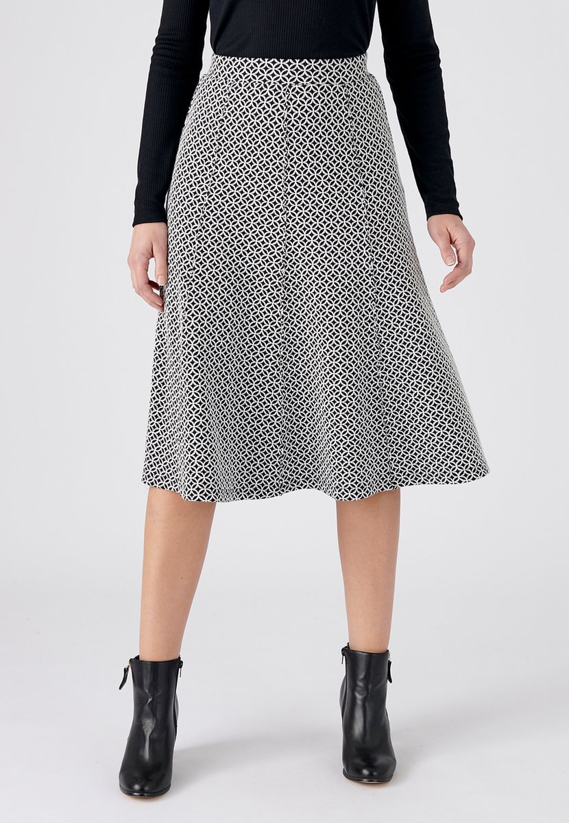 Damart - Uitlopende rok in stretch jacquard breisel - Dames - Zwart - 42