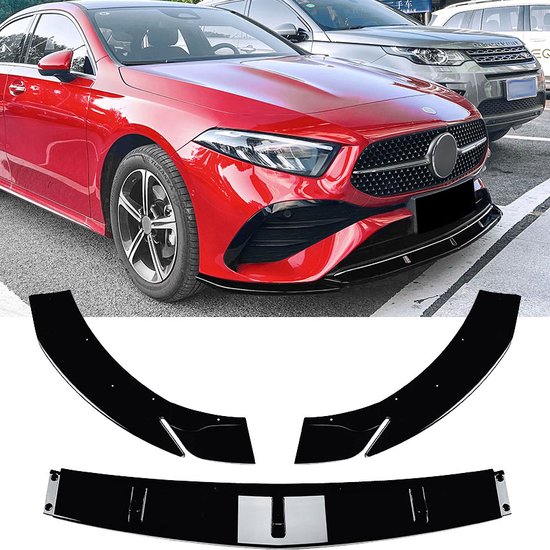 Spoiler Avant Pour Mercedes Classe A W177 AMG Line 2018+ - Noir Brillant ABS - Améliore L'aérodynamisme Et Le Style - 4