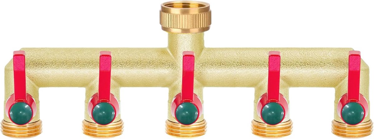 5-weg waterverdeler met verlengde handgreep voor tuinslang - Ergonomische kraanaansluiting voor huis en tuin