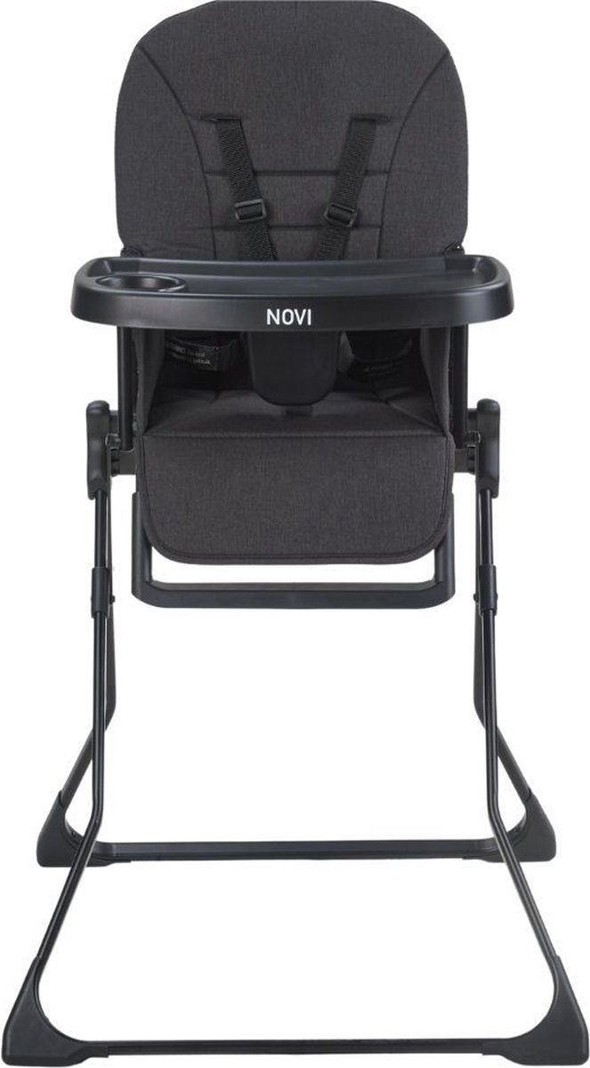 Bol.com Novi at Home Mila Kinderstoel - Zwart Melange - Inclusief eetblad - Eenvoudig inklapbaar aanbieding