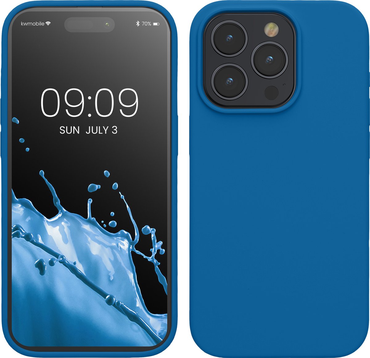 kwmobile Case voor iPhone 15 Pro - Slank TPU-Hoesje met Zachte Afwerking - In rifblauw