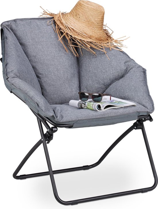 relaxdays Chaise de camping - rembourrée - chaise de lune - chaise de  jardin - chaise... | bol.com
