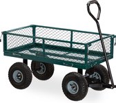 Relaxdays tuinkar - bolderkar - transportwagen - tuinwagen - 150 kg - staal - trekkar