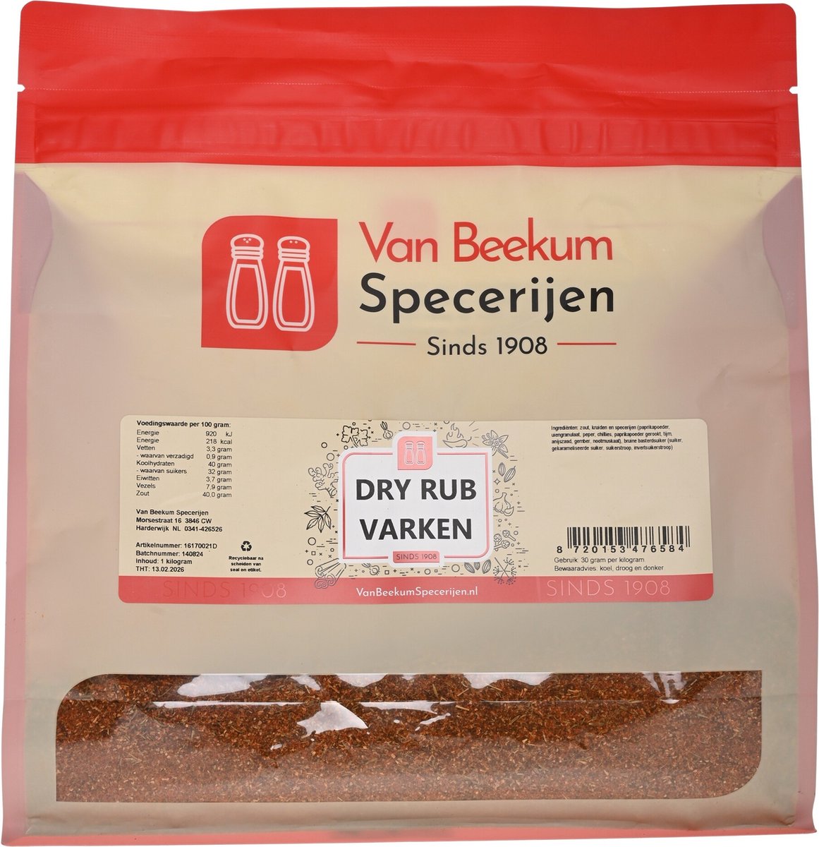Goedkoopste Van Beekum Specerijen - Dry Rub Varken - 2 kilo (hersluitbare stazak