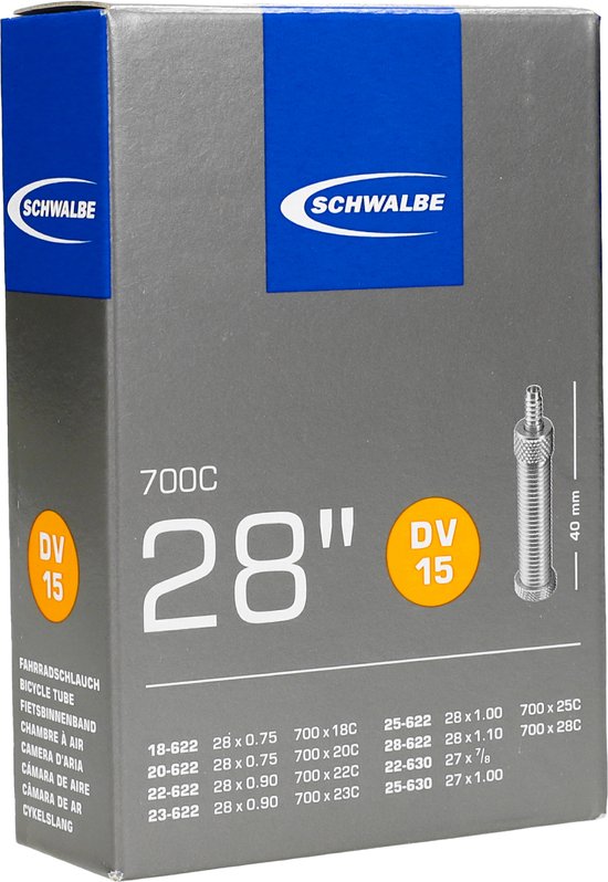Schwalbe DV15 - Binnenband Fiets - Hollands Ventiel - 40 mm - 28 x 3/4 - 7/8 - 1 - 11/16 van Schwalbe — afbeelding 3