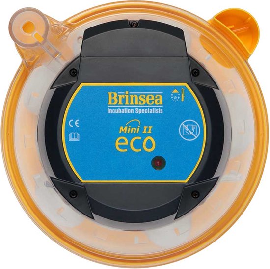 Bovenaanzicht van Brinsea Mini II ECO broedmachine met gele basis.
