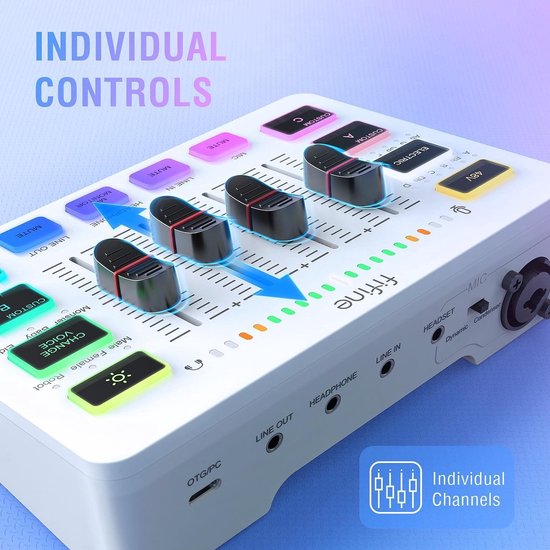 FIFINE - Starter Pack 2.0 White - AM8T & SC3 - Podcast Starter Pack - Gaming Streaming - Microphone USB RVB avec perche - Streaming Deck - DJ Mixer