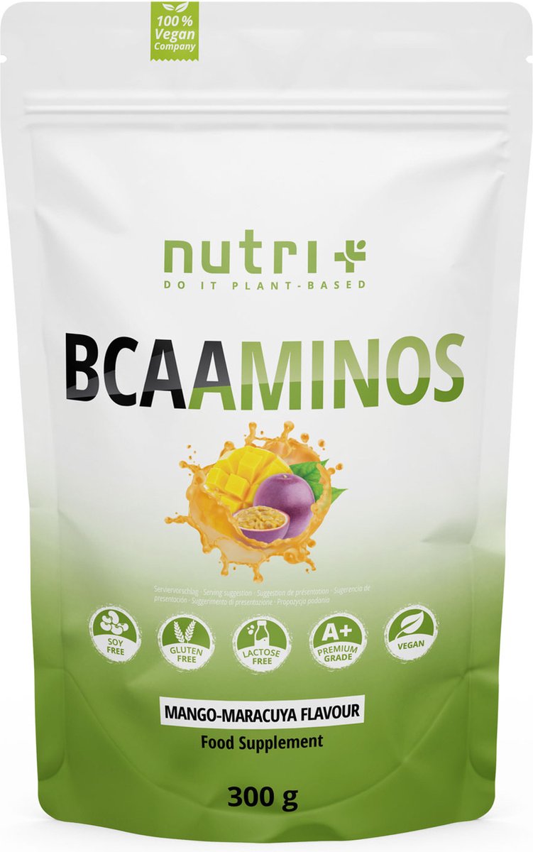 Goedkoopste nutri BCAA poeder Mango Maracuya - hooggedoseerd aminozuurcomplex - instant BCAA poeder vegan - 2 1 1 L-leucine L-isoleucine L-valine - 300 g
