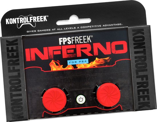 KontrolFreek FPS Freek Inferno voor Playstation 4 (PS4) en PlayStation 5 (PS5) | Performance Thumbsticks | 2 High-Rise Concave | Rood
