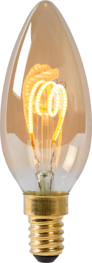 Lucide C35 - Filament lamp - Ø 3,5 cm - LED Dimbaar - E14 - 1x3W 2200K - Amber