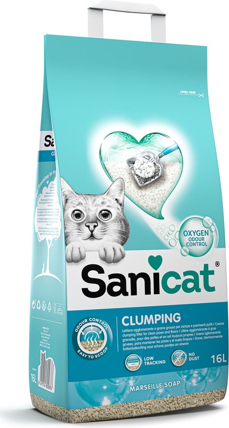 Sanicat Clumping + Marsella Soap - Kattenbakvulling - 16 l