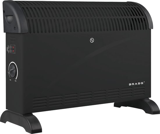 BRASQ Convector Kachel Zwart - Elektrische kachel tot 2000 Watt - Heater met 3 standen - tot 25M2