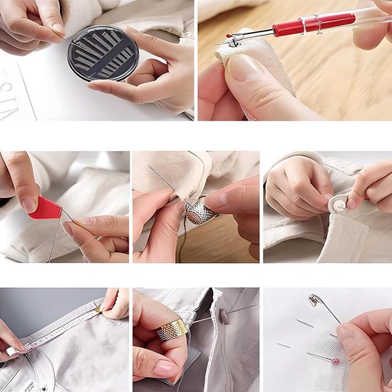 Naaiset voor op reis - 226 delige naai-accessoireset voor beginners - mini naaiset voor thuis, reizen, kamperen - noodgevallen - spoeldraad - schaar - schroefdraad - vingerhoed kamperen voor beginners — afbeelding 2