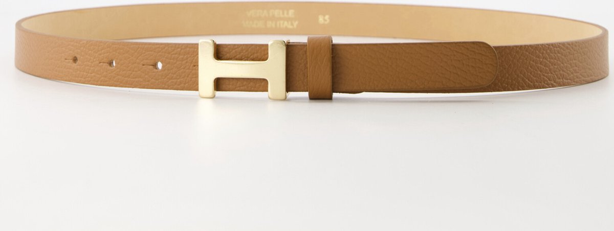 Teatro riem - Hera Small - genuine leer - Classic Grain - Riem met gesp - Bruin - Goudkleurig - size 95