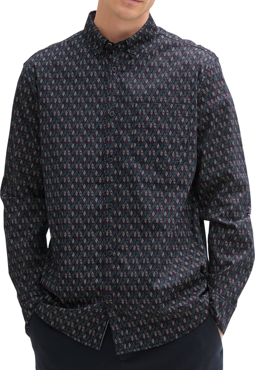 Tom Tailor - Lange mouw overhemd - Heren - 3XL - Blauw - Katoen - 1042667