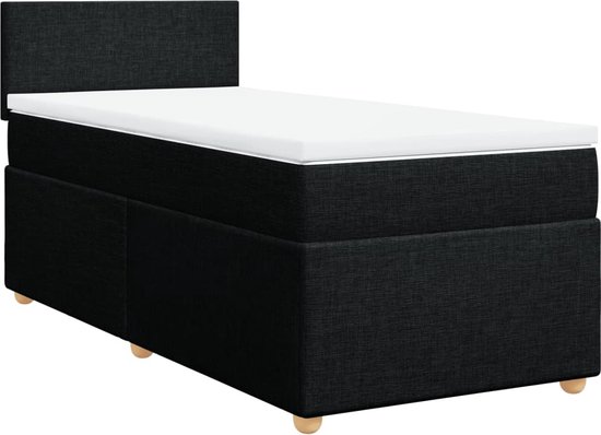 vidaXL - Boxspring - met - matras - stof - zwart - 100x200 - cm