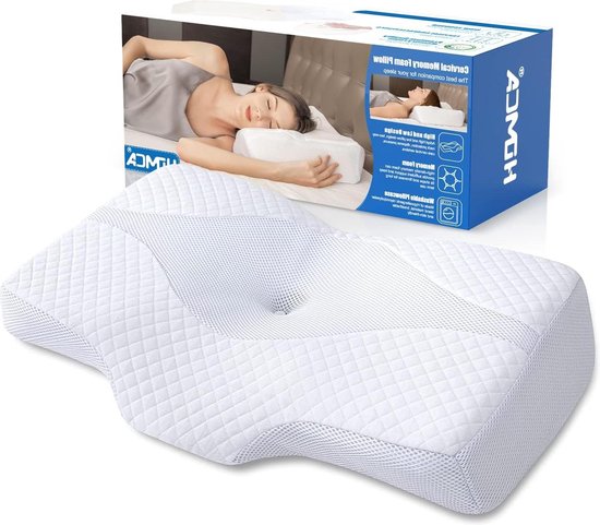 Oreiller Mémoire De Forme Ahigh - Ergonomique Cervical - 60x34cm - Pour Dormeurs Dos/côté/ventre