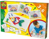 SES - Mozaïekbord - Montessori Speelgoed - met gekleurde pinnen en voorbeelden - steeds opnieuw te gebruiken