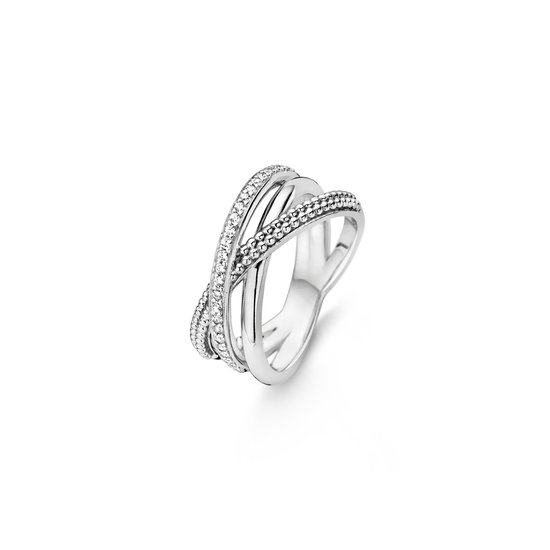 TI SENTO Dames Ring - 925 zilver - Zirconia wit - Maat 16.50 mm / maat 52 - 12022ZI