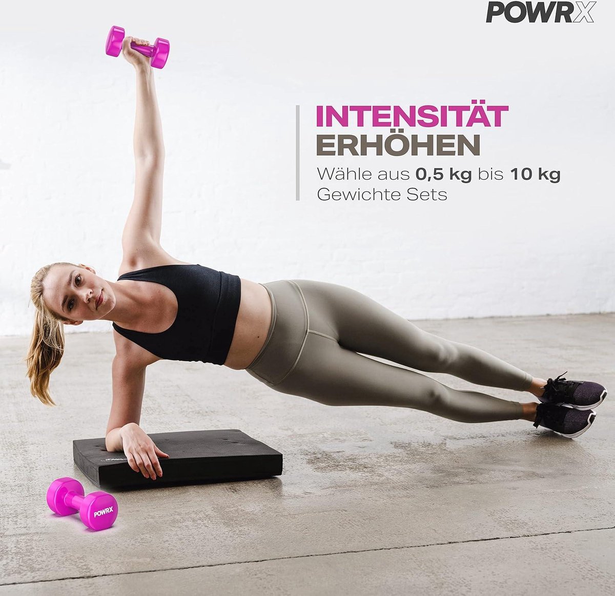 Vinyl Dumbbells Halter set voor fitness en gymnastiek - Aerobic Pilates 05 kg - 10 kg gewichten voor mannen en vrouwen - Home gym set voor thuis of in het sport studio - Dumbbell set in verschillende kleuren – foto 6