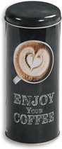 Kesper Boîte de conservation pour dosettes de Café - Enjoy de votre café - métal - noir - couvercle à pression - D8 x H17 cm