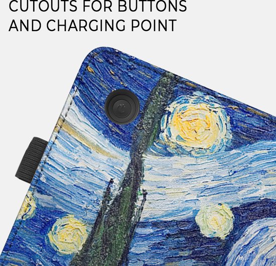 Lunso Geschikt voor Kobo Clara BW / Clara Colour hoes (6 inch) - Luxe Stand sleepcover - Van Gogh Sterrennacht van Lunso — afbeelding 2