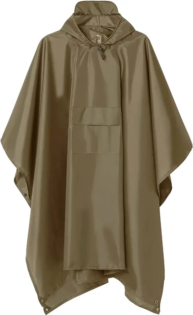 Lopoleis® Regen Poncho Unisex – Dames & Heren – Regenjas – Fietsponcho – Waterdicht & Ademend – Polyurethaan Coating – Donker Bruin