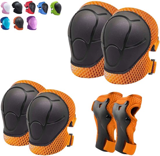 Protection Roller Enfant 6 En 1 - Genouillères Coudières Poignets Ajustables - Set Skate Velo Patin Noir