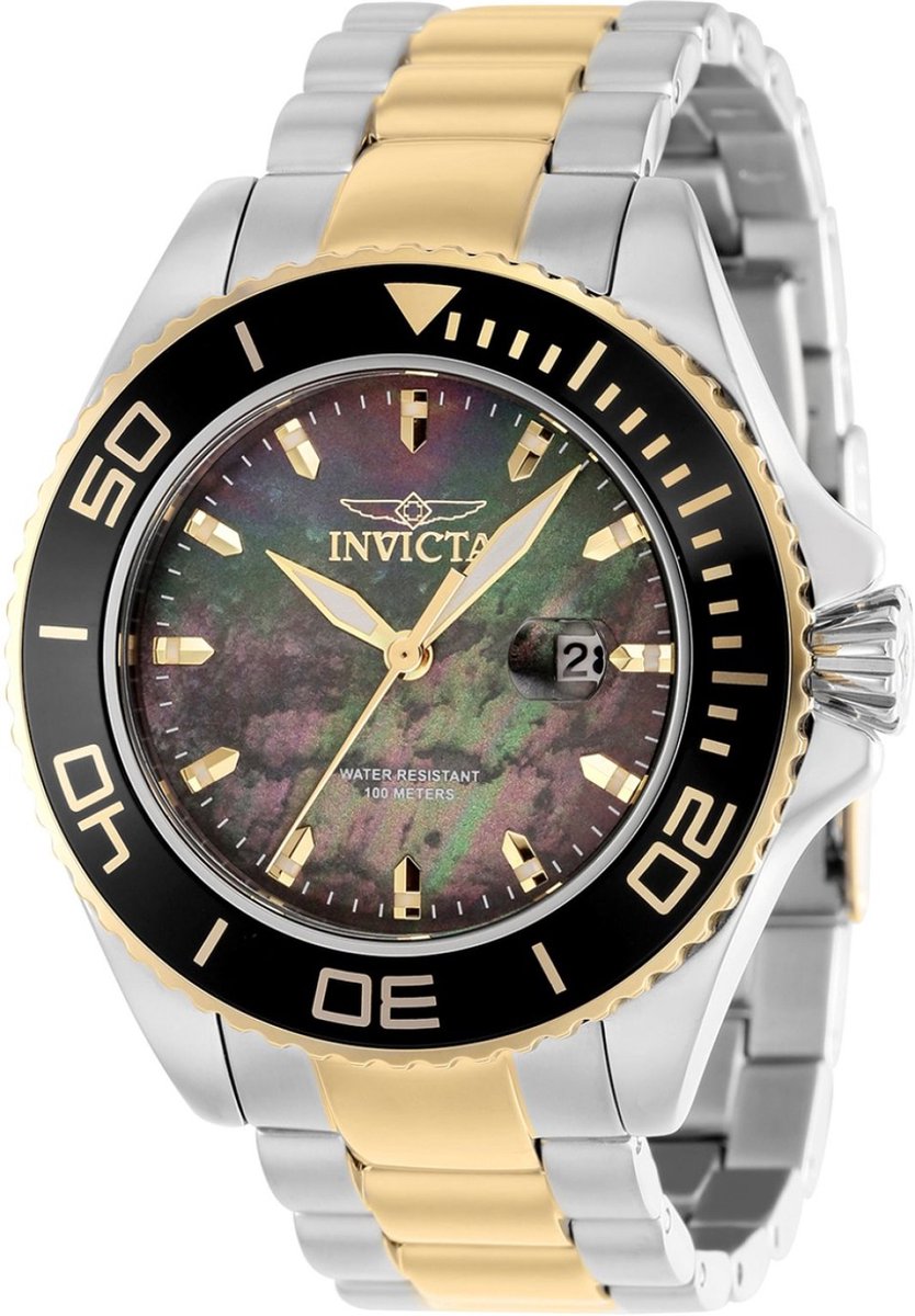 Invicta Pro Diver 37432 Heren Horloge - Waterdicht - Analoog - Quartz Uurwerk - Roestvrij Staal met parelmoeren Wijzerplaat - 48mm