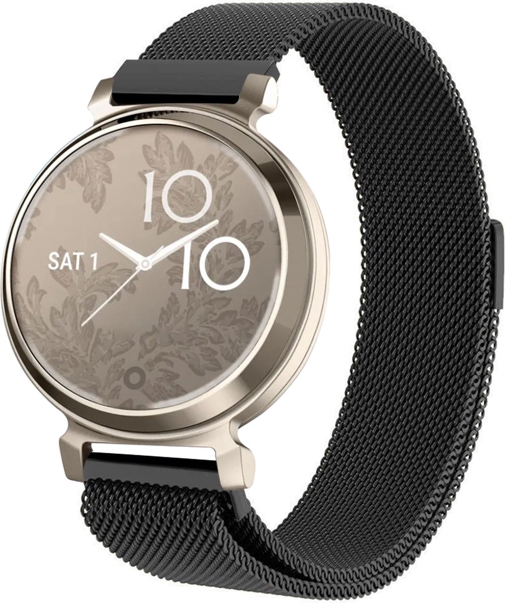 By Qubix - Milanese bandje - Zwart - Geschikt voor Garmin Lily 2
