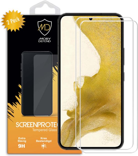 2-pack MobyDefend screenprotectors verpakking met "2 Pack" in tekst en twee screenprotectors.