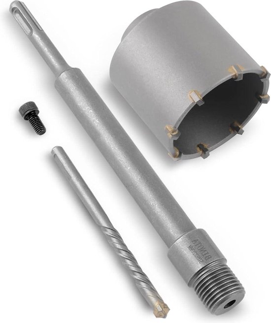 ITSOGOO Diamantverzinkboor 82 mm met M16 SDS-Plus Adapter Centreerboor Uitwerpwig,Turboboor met 5 Carbide Tanden,Diamantboor voor Beton, Metselwerk,Zandsteen,Natuursteen