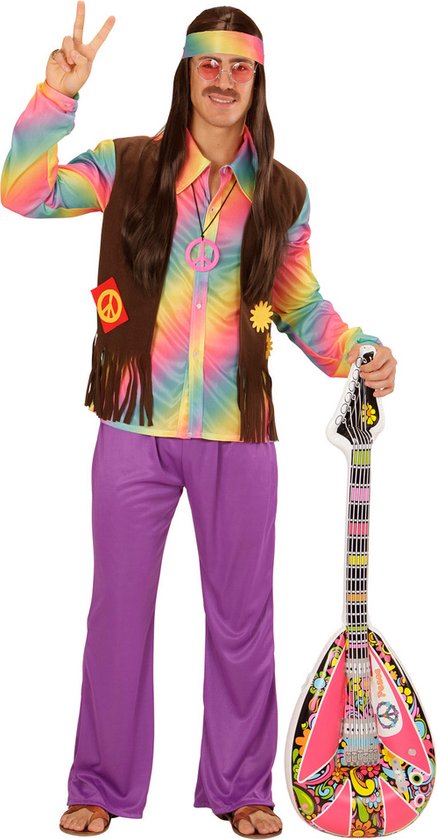 Déguisement hippie pastel multicolore homme - Habillage vêtements